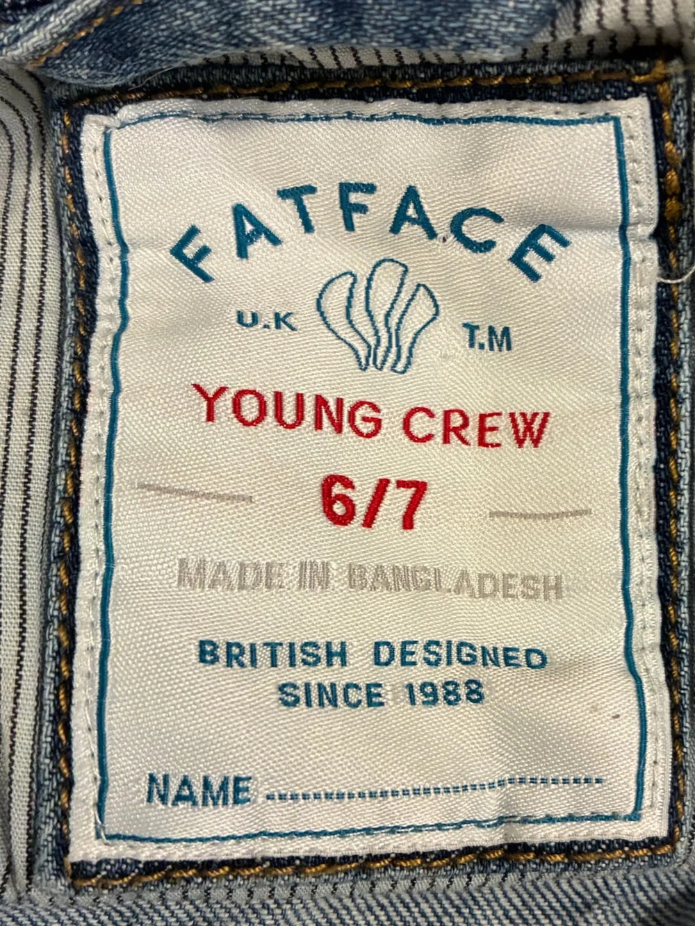 Fat Face Kids Blue Denim Jean Jacket